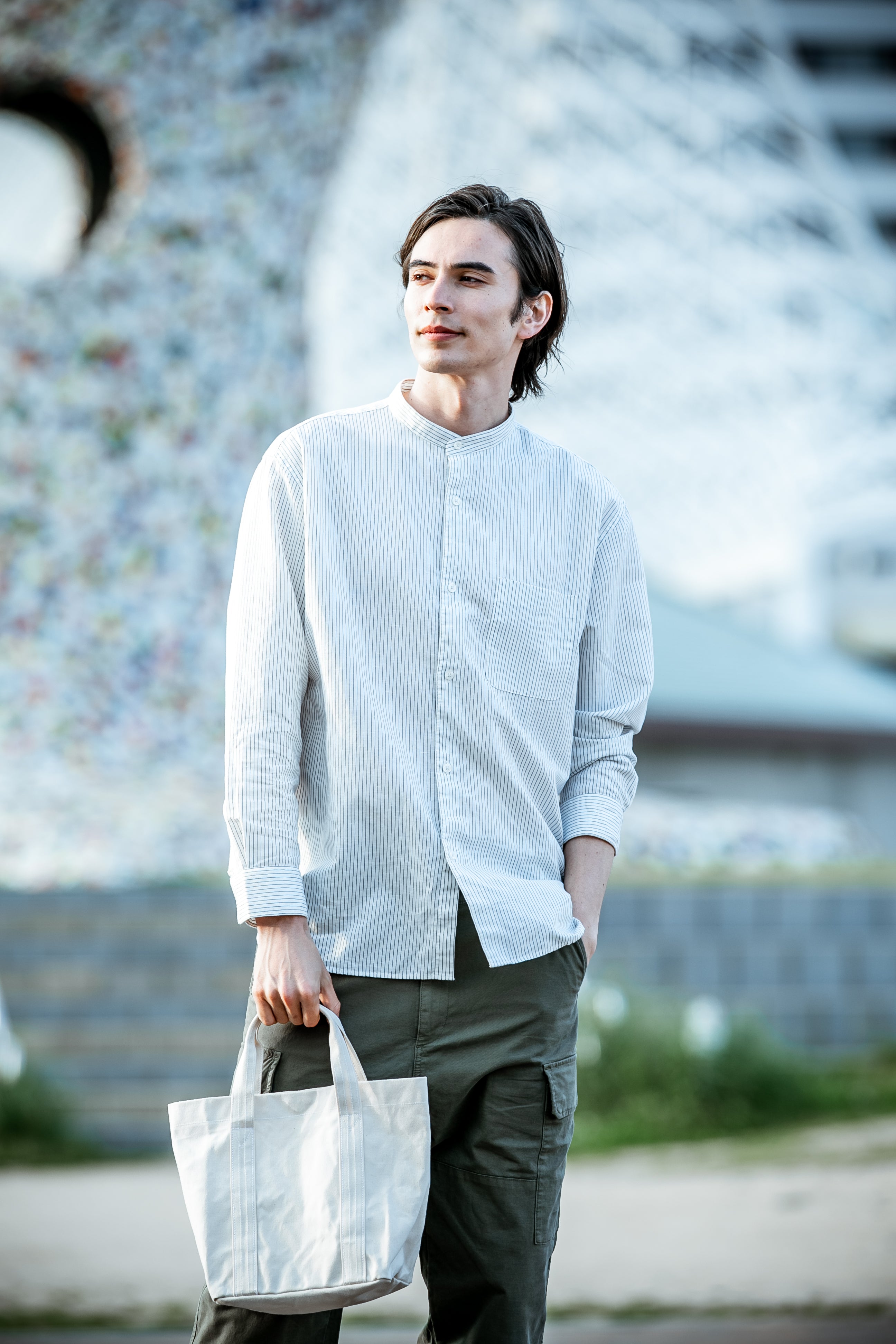 ボストン型3way バッグ（L）あんぱん柄×帆布×ドット ボストン型3way バッグ（L）あんぱん柄×帆布×ドット